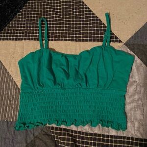 Women’s Hollister Green Cropped Ruffled Cami Tank Top
